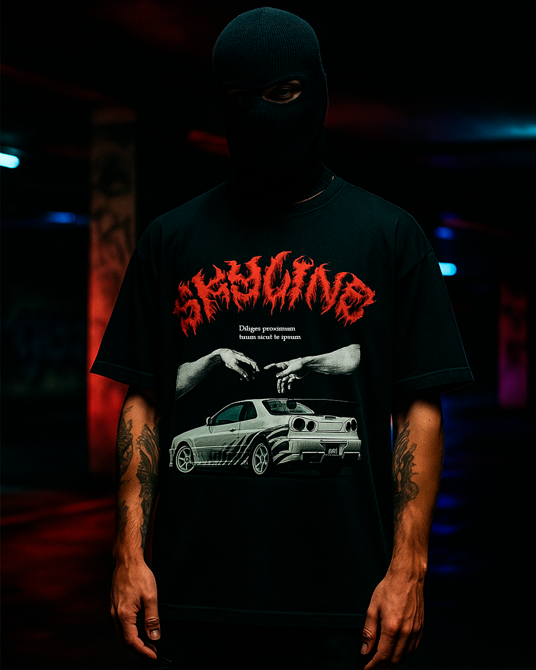 Oversized SKYLINE faded t-shirt