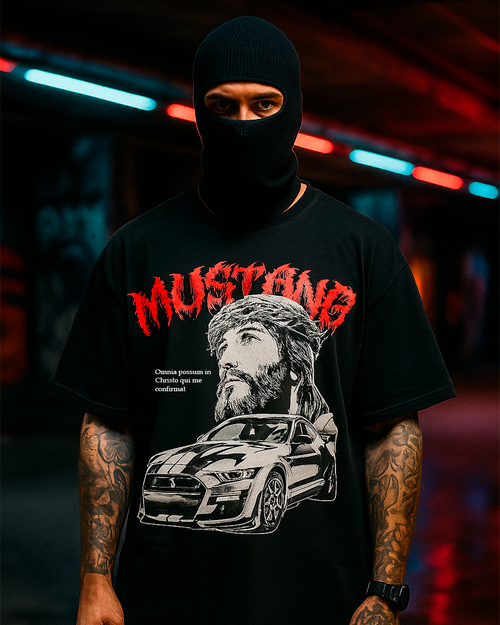 Oversized MUSTANG faded t-shirt