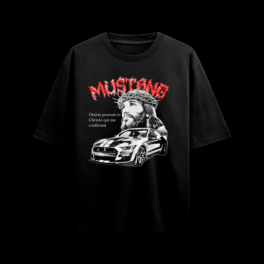 Oversized MUSTANG faded t-shirt